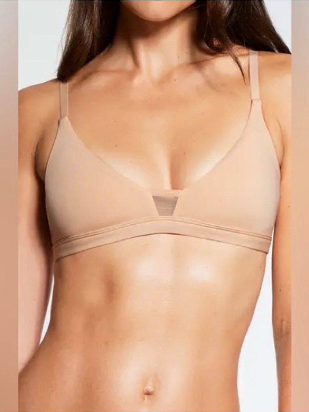 Pepper Limitless Wirefree Scoop Bralette Nude Beige Tan Small Wireless Comfort